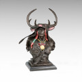 Busts Brass Statue Antler Male Decoration Bronze Sculpture Tpy-472